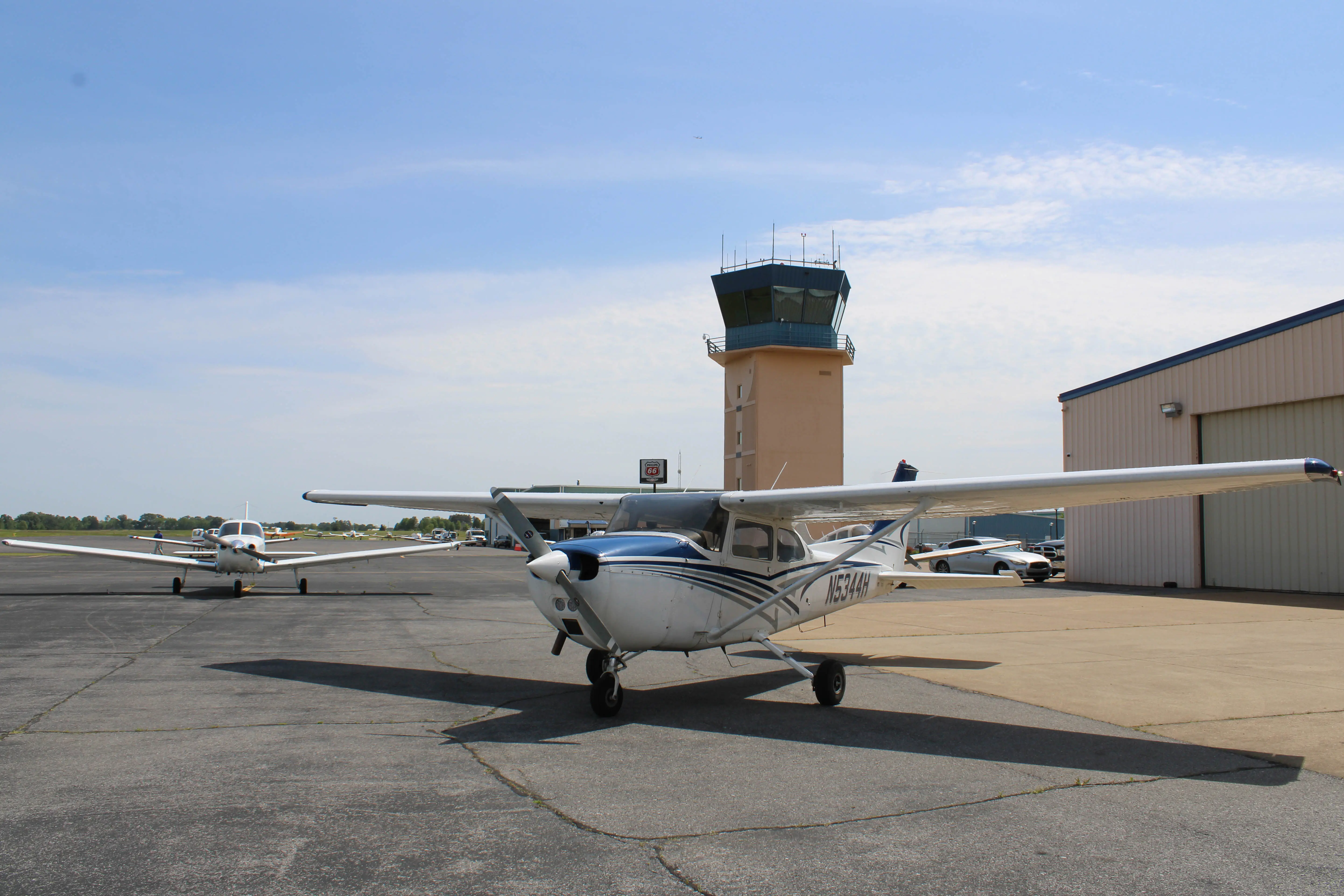 Cessna 172 aircraft parked for flight training