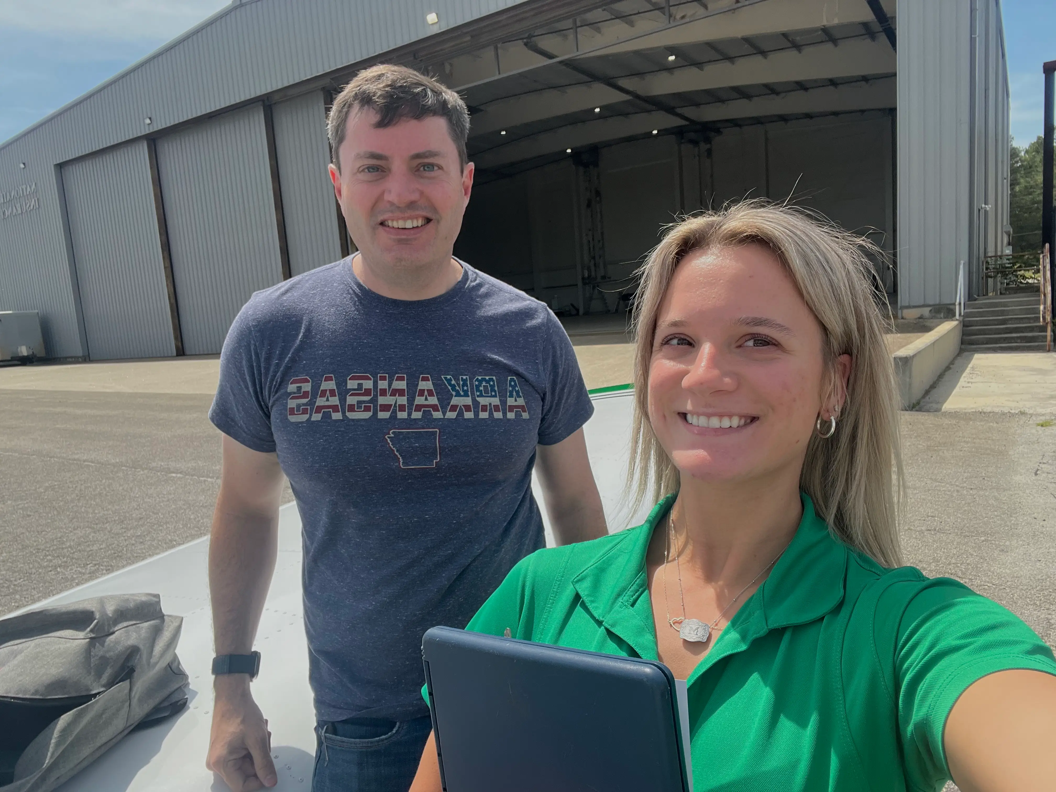 Magnolia Aviation Academy female CFI with student pilot selfie