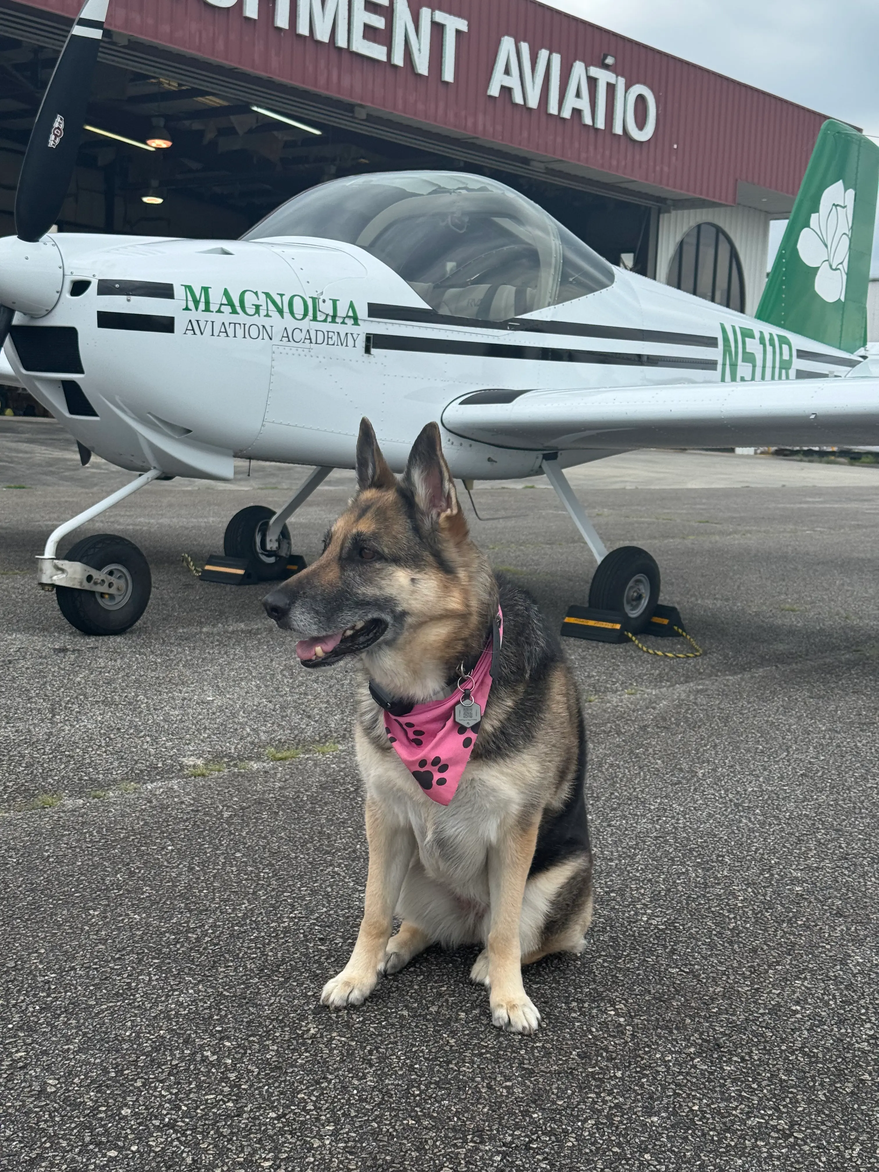 Magnolia Aviation Academy instructor and student beside a training aircraft